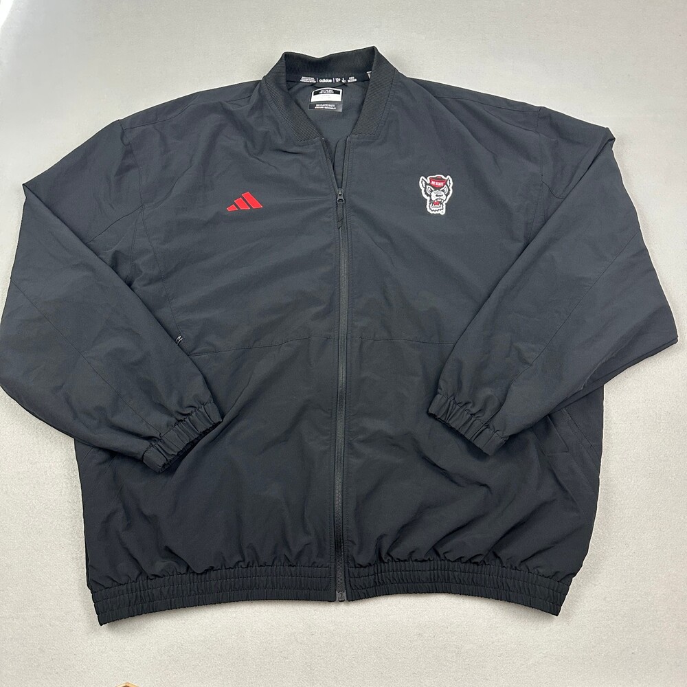 NC State Wolfpack Jacket Men 3XL Tall Black Adidas Zip WIndbreaker Player Issued